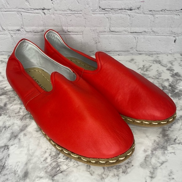 Atlantis Men's Red Slip On Shoes Size 13 Turkish Peru Handmade Leather - Picture 4 of 9